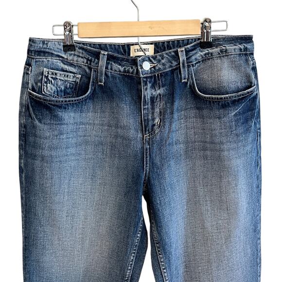 L'Agence Milana Raw Hem Low Rise Straight Leg Jeans Ravine Blue Size 30 - Picture 5 of 8